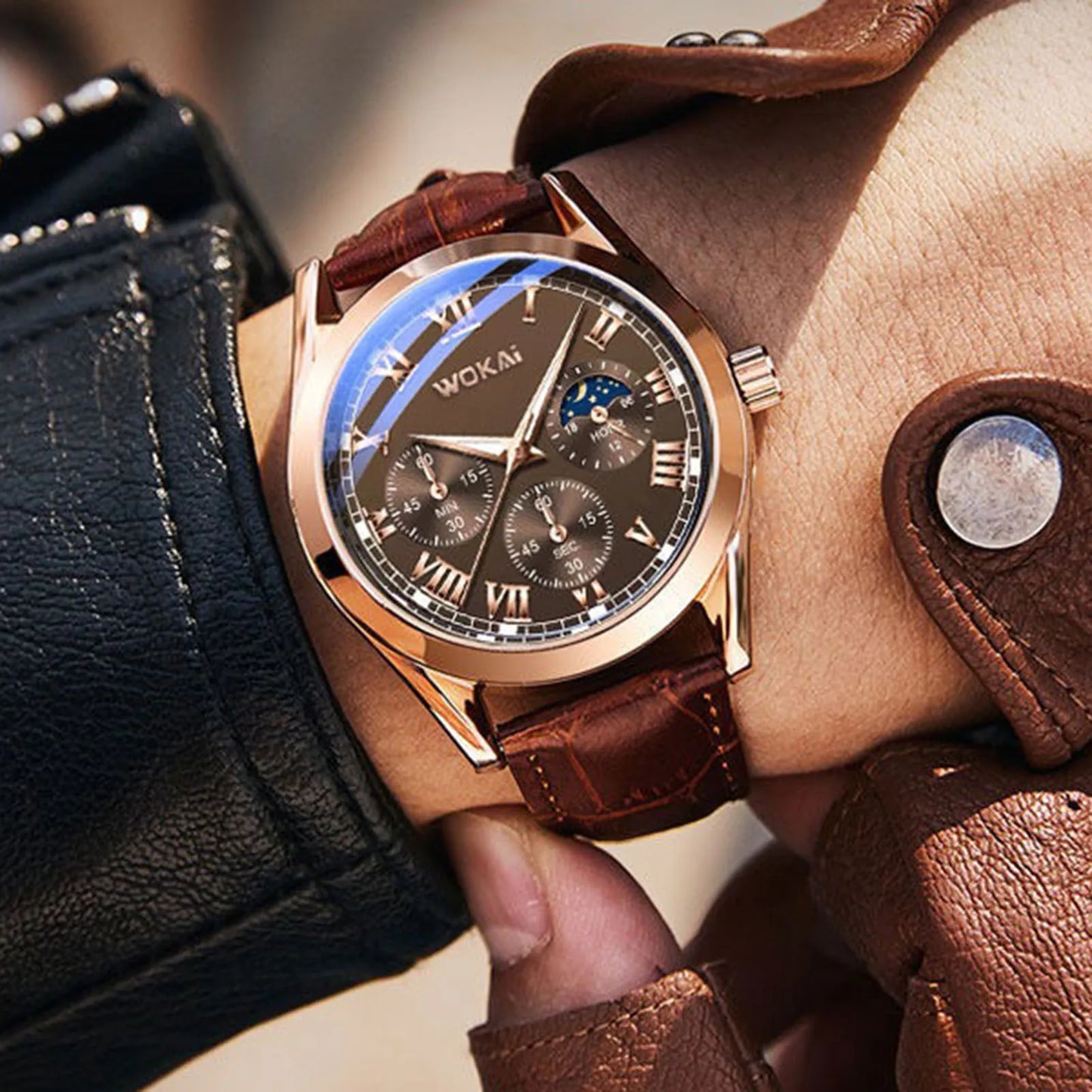 Reloj de cuarzo de negocios Correa de cuero de PU de moda Relojes de cuartos diarios Adecuado para reloj de pulsera de regalo de citas diarias