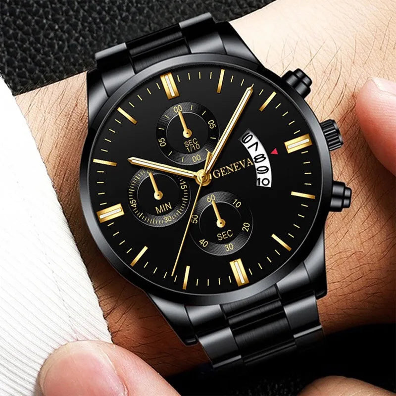 AUREX™ | Reloj Clásico para Hombre con Calendario, Acero Inoxidable, Movimiento de Cuarzo y Estilo Exclusivo