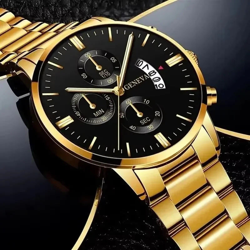 AUREX™ | Reloj Clásico para Hombre con Calendario, Acero Inoxidable, Movimiento de Cuarzo y Estilo Exclusivo