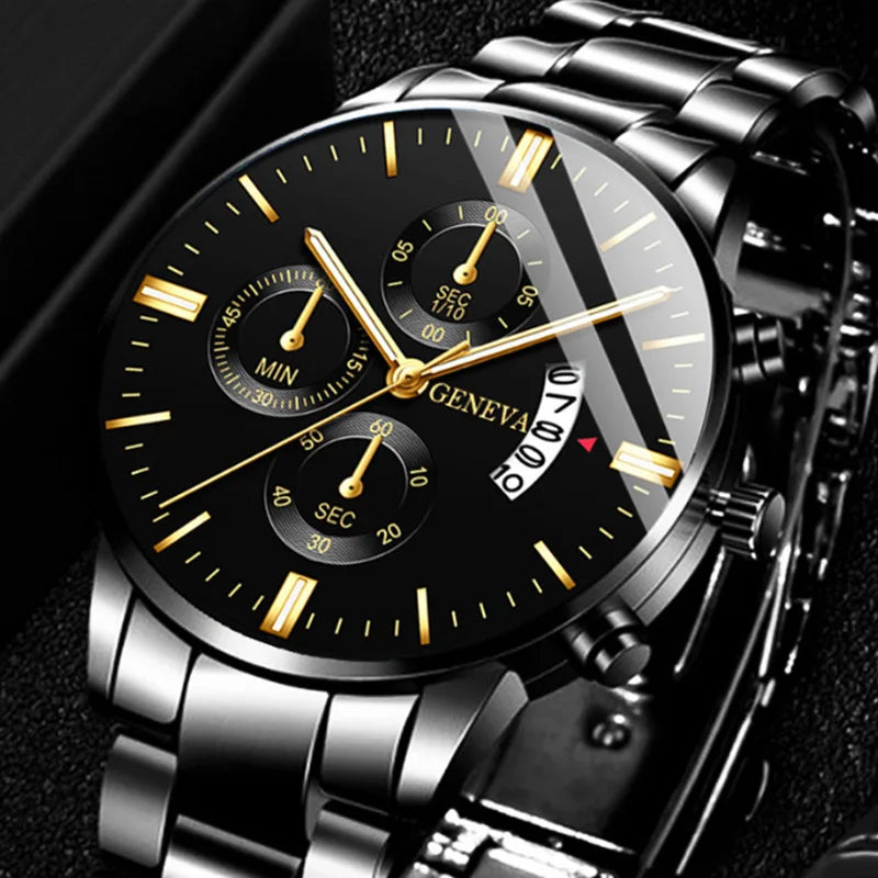 AUREX™ | Reloj Clásico para Hombre con Calendario, Acero Inoxidable, Movimiento de Cuarzo y Estilo Exclusivo