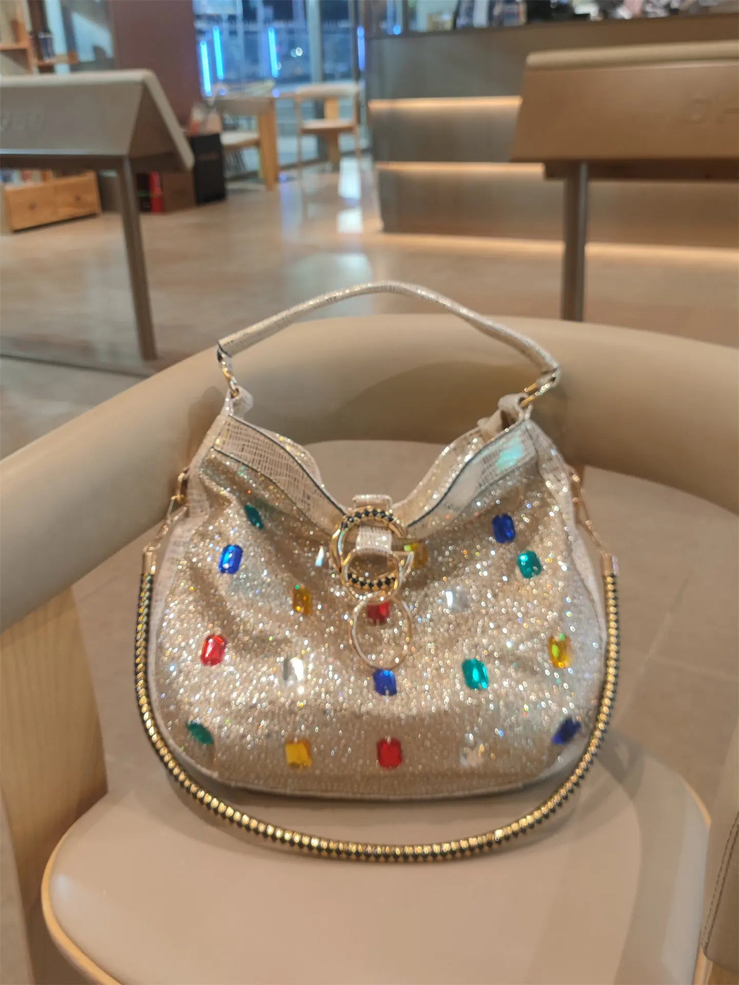 Bolso de Lujo de Cuero Genuino para Mujer, Portátil, de Gran Capacidad, con Diamantes, Tipo Tote, de Hombro, Bandolera, Estilo Cubo, Moda 2026
